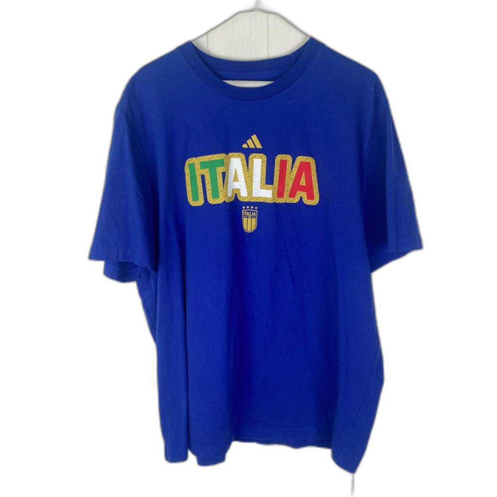 Italia Blue Italy Soccer Shirt Adidas Regular Fit Men's XL in Royal Blue